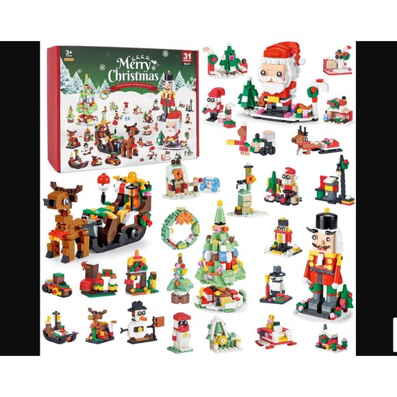 Advent Calendar Christmas Building Blocks Set For Kids & Adults - Picture 2 of 3